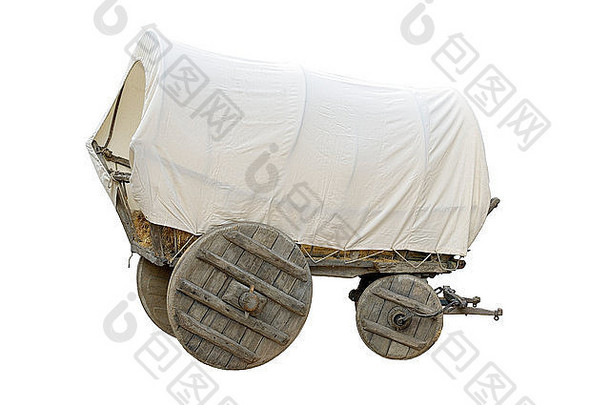 在西方时代，用于运输稻草、人和其他东西的老式篷车