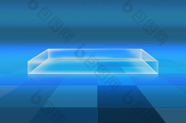 地板上透明的盒子网格表面高科技现代空间
