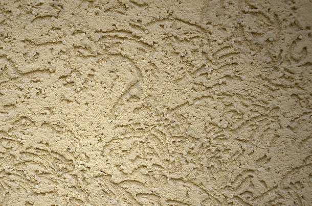 树皮甲虫风格的米色装饰灰泥的纹理。俄罗斯外墙装饰的变化