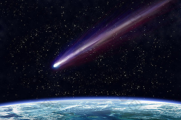 彗星在接近地球的太空中飞行的图示