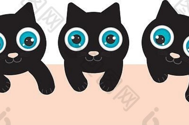 黑色的小猫蓝色的眼睛玩光橙色空间剪纸艺术图形在线打印