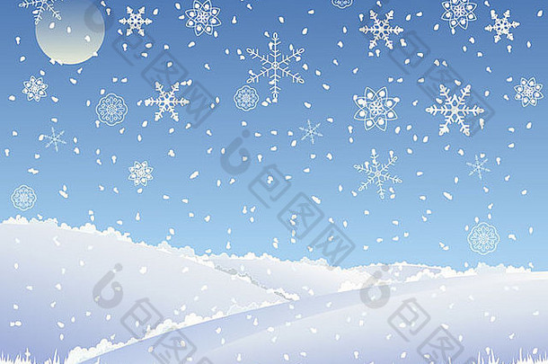 插图摘要圣诞节景观拼接而成字段覆盖雪蓝色的雪花天空
