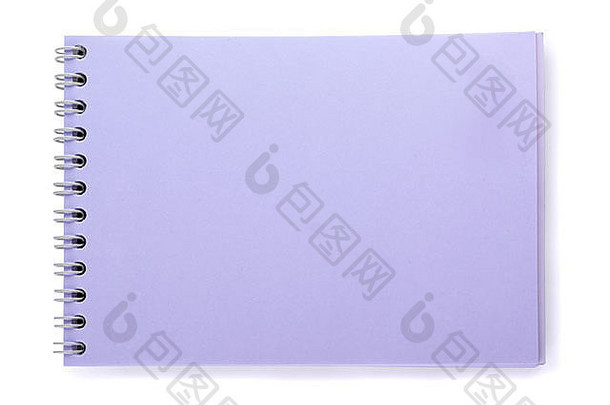 白色背景上的紫色笔记本