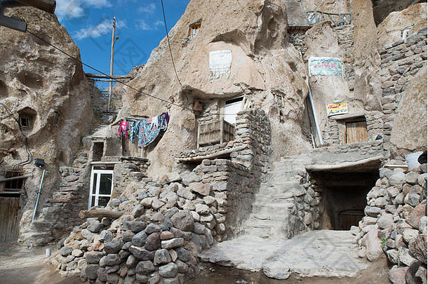 伊朗东阿塞拜疆省Kandovan古村落的传统悬崖民居