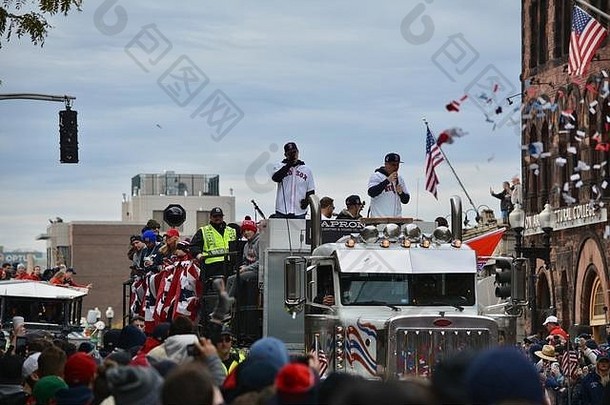 波士顿红袜队在美国马萨诸塞州波士顿举行的世界大赛冠军游行