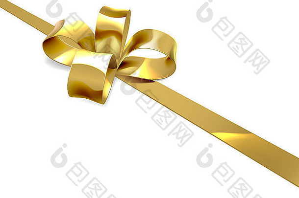 圣诞、生日或其他礼物上美丽的金色丝带和蝴蝶结的插图