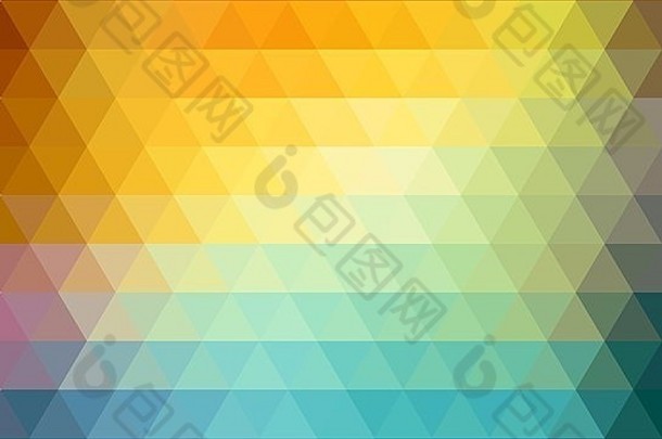 带有橙色、蓝色和黄色三角形的抽象几何背景。夏日阳光设计。