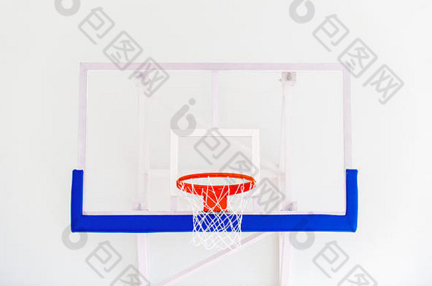 篮球希望笼子里孤立的大篮板特写镜头户外法院集蓝色的红色的橙色白色回来董事会空白复制空间背景