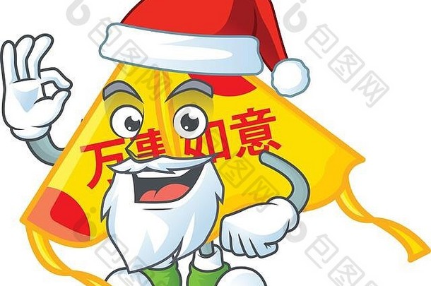 圣诞老人中国金风筝吉祥物图片风格与ok手指