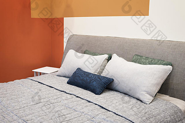 奢侈品现代印象主义立体主义“先锋风格卧室粉红色的棕色（的）蓝色的音调室内卧室豪华的垫子