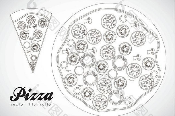 在白色背景v上隔离的意大利辣香肠比萨插图