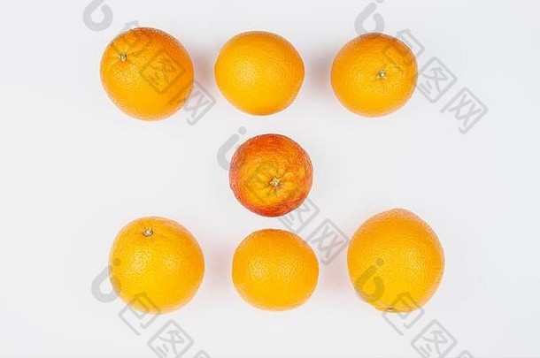 视图前红色的橙色黄色的橙子