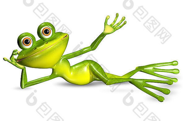 插图快乐绿色青蛙大眼睛