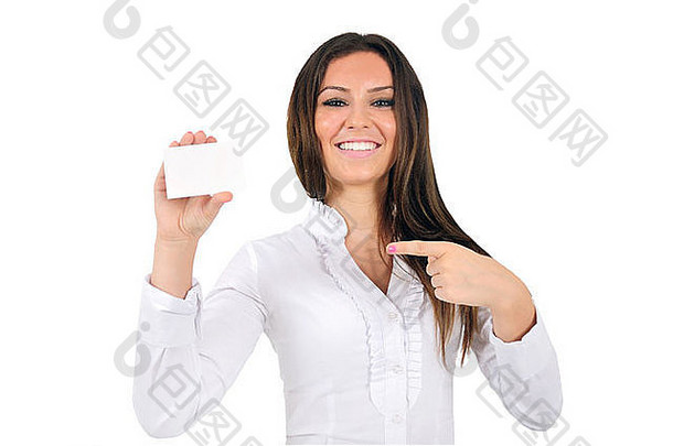 孤立的年轻的业务女人购物卡