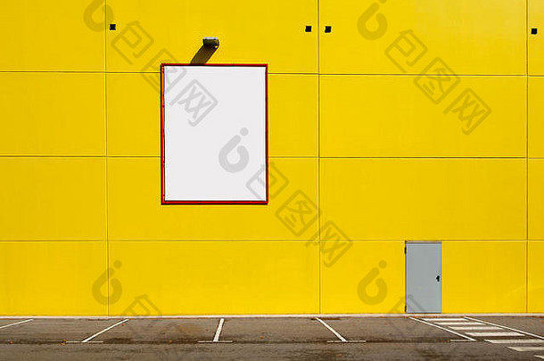 空白广告牌黄色的墙广告