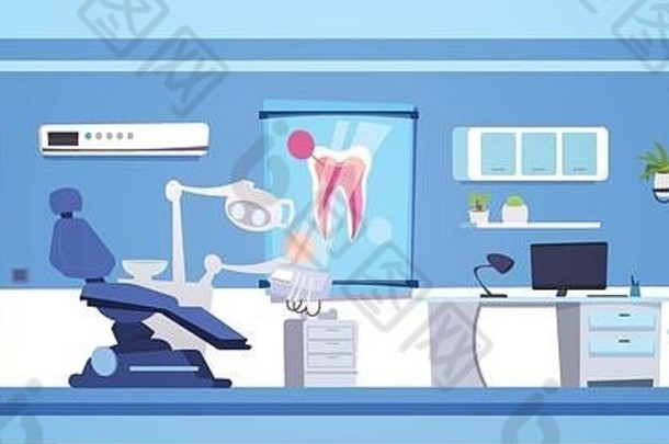 牙科办公室内部空置的牙科医院或诊所