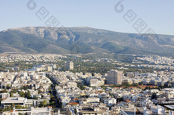 海梅特斯山和希腊雅典部分景观