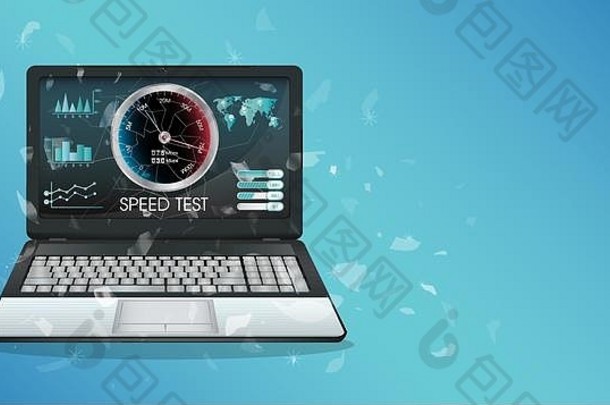 使用互联<strong>网速</strong>度测试损坏的显示笔记本电脑