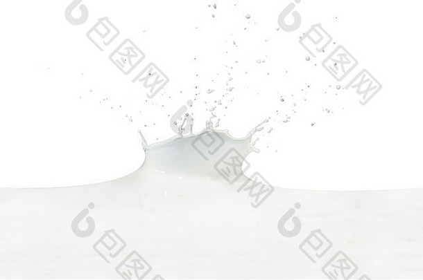 溅在白色背景上的牛奶