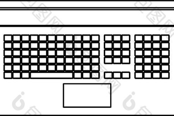 在俯视图中，白色背景与笔记本电脑的单色轮廓