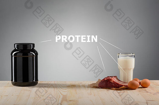 桌上不同类型的蛋白质