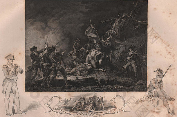 1775年对魁北克的：蒙哥马利将军之死。插图沃尔夫将军<strong>逝世</strong>，1853年
