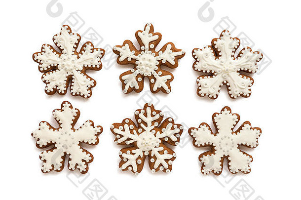 圣诞节饼干形状雪花手工制作的基本装饰