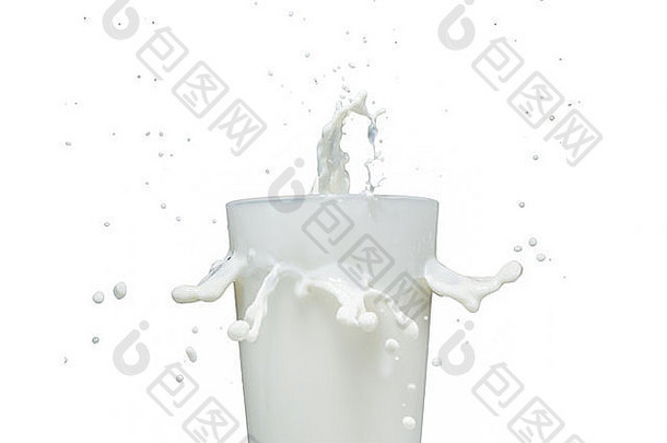 牛奶从玻璃杯里溅出