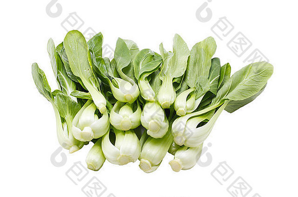 新鲜的绿色白菜，隔离在白色上。