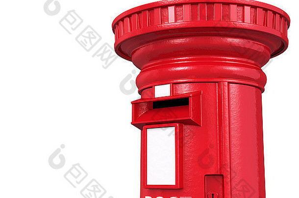 红色的英国邮箱孤立的白色背景