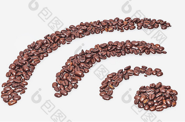 用咖啡豆制作的Wifi互联网连接符号