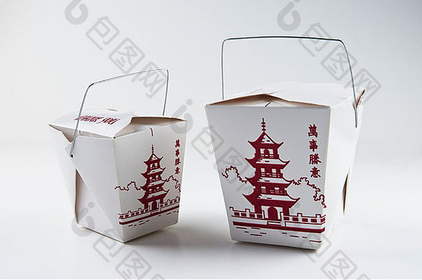 中国人食物外卖容器白色背景