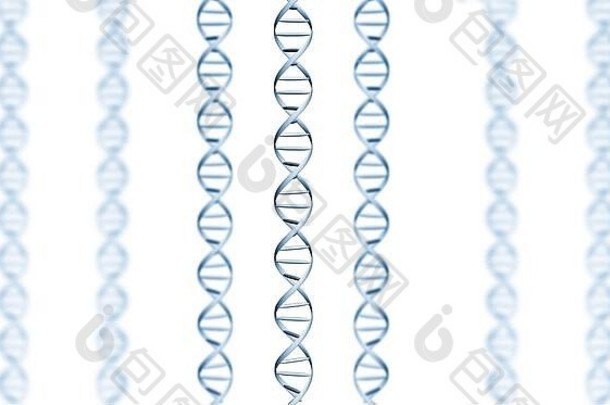 蓝色DNA结构分离背景。三维插图
