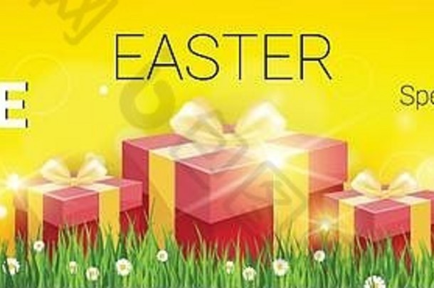 复活节出售购物特殊的提供装饰色彩斑斓的蛋假期横幅