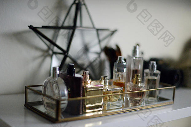 香水瓶镜像玻璃托盘玻璃明星形状的装饰