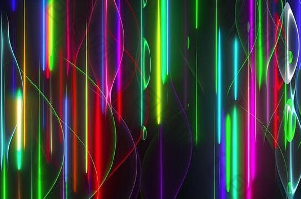 随机五彩缤纷的霓虹灯行波浪形状电脑生成的呈现改变背景