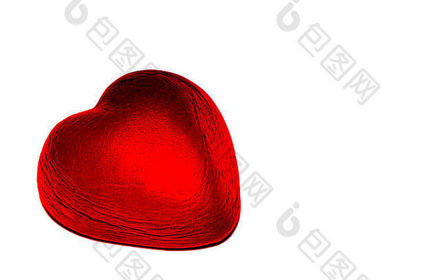 在情人节表达你的爱：白色的红色箔巧克力心，并留有空间。