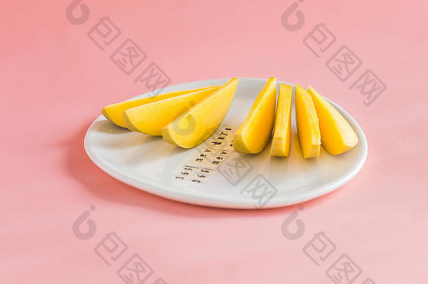 芒果水果芒果片白色板