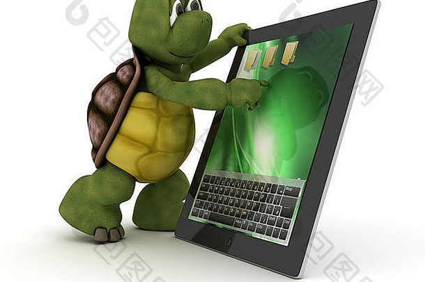 渲染乌龟平板电脑