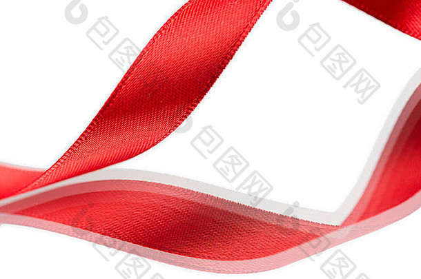 美丽的织物红色的丝带白色背景