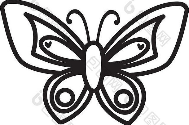 美丽的蝴蝶昆虫线条风格图标