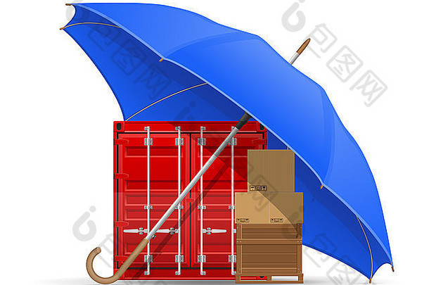 概念受保护的被保险人货物伞插图孤立的白色背景