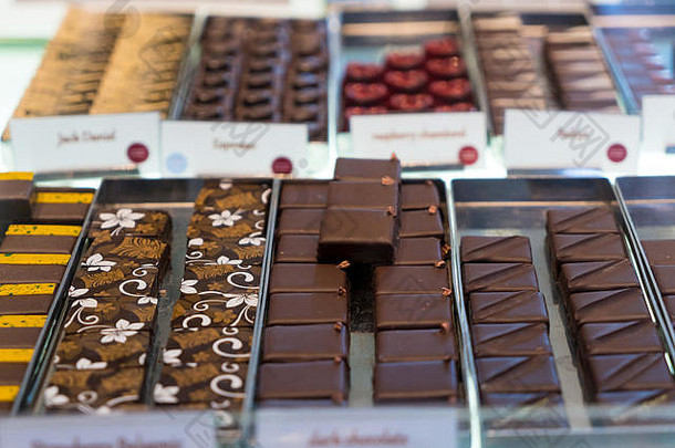 巧克力松露糖果糖果商店展示工厂商店巧克力位大小的出售当地的巧克力商店