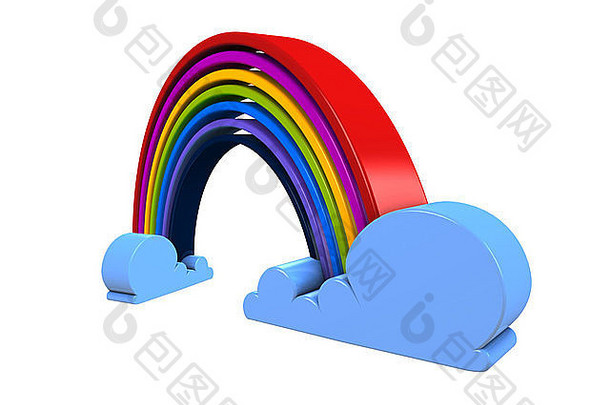 3d图像，概念，彩虹与云