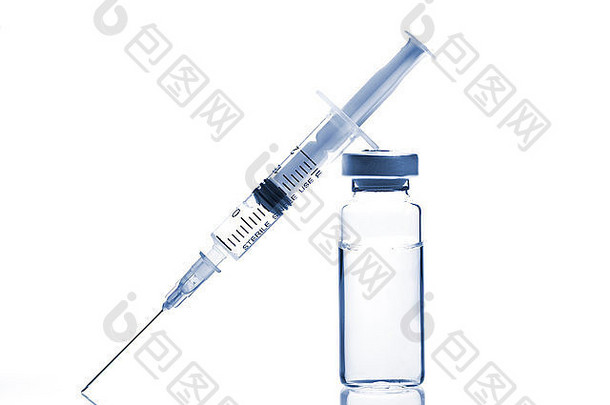 带肉毒杆菌、透明质酸、胶原蛋白或流感注射器的玻璃药瓶