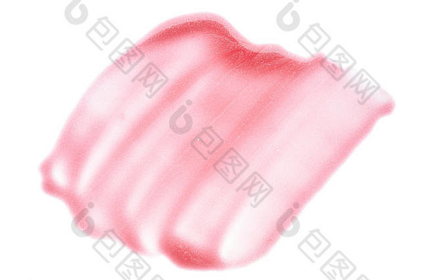 轻轻粉红色的中风纹理唇光泽丙烯酸油漆孤立的白色背景
