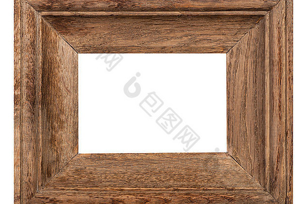 宽橡木木图片框架减少空白空间孤立的白色背景