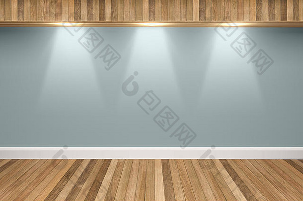 板岩灰色的颜色墙木地板上室内光点插图