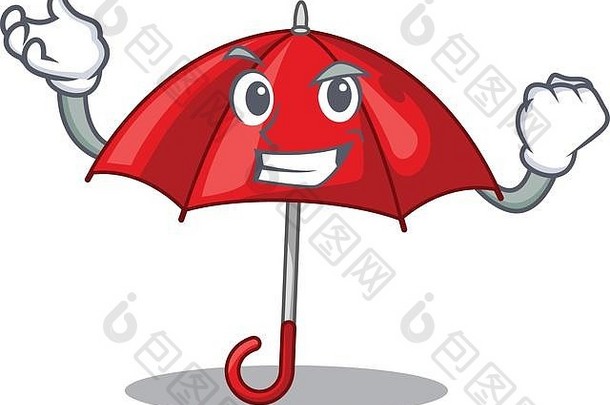 成功的红色雨伞被隔离在吉祥物中
