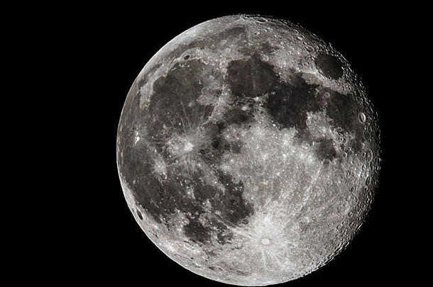 月亮特写镜头显示细节月球表面